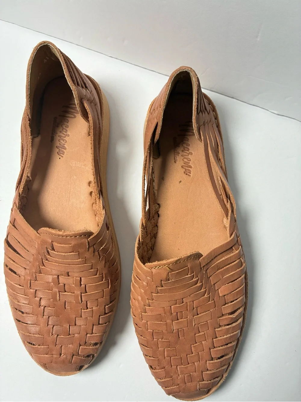 Men's Woven Leather Slip-On Loafers in Tan